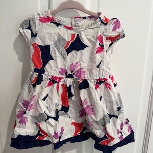 NWOT Gymboree 6-12M Girls Baby White Blue Floral Short Sleeve Formal Dress